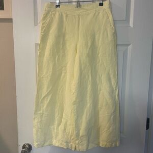 Loft. Size small wide leg linen yellow striped pants